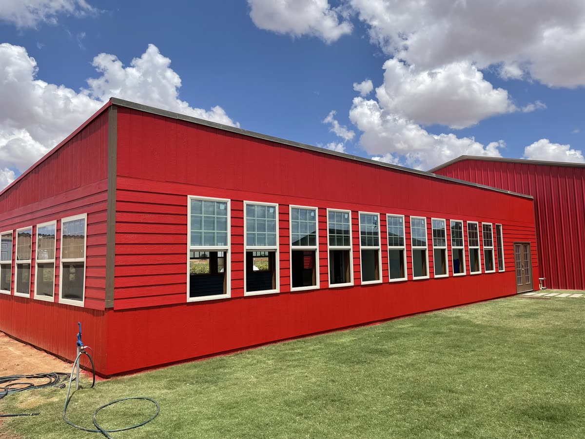 Large coated commercial or industrial surface with fresh paint