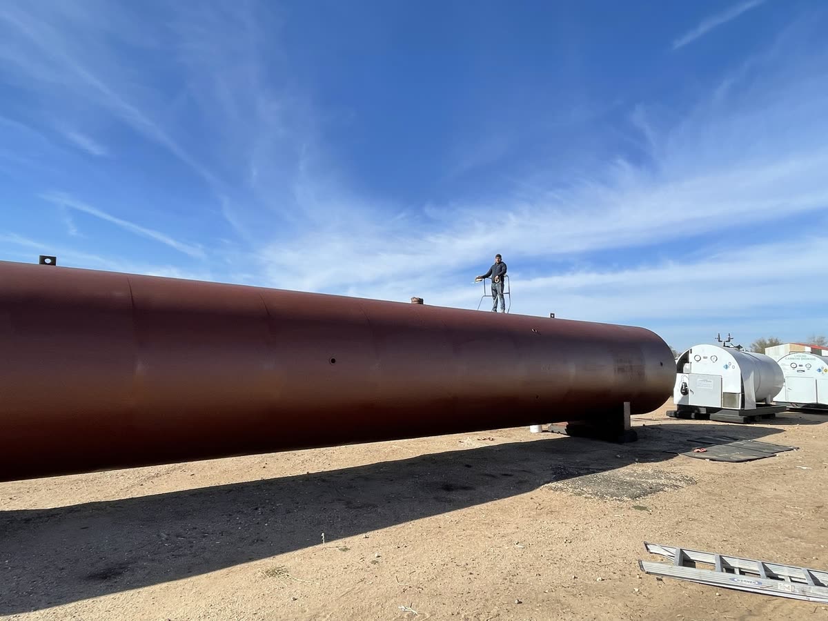 Industrial tank surface before protective coating work